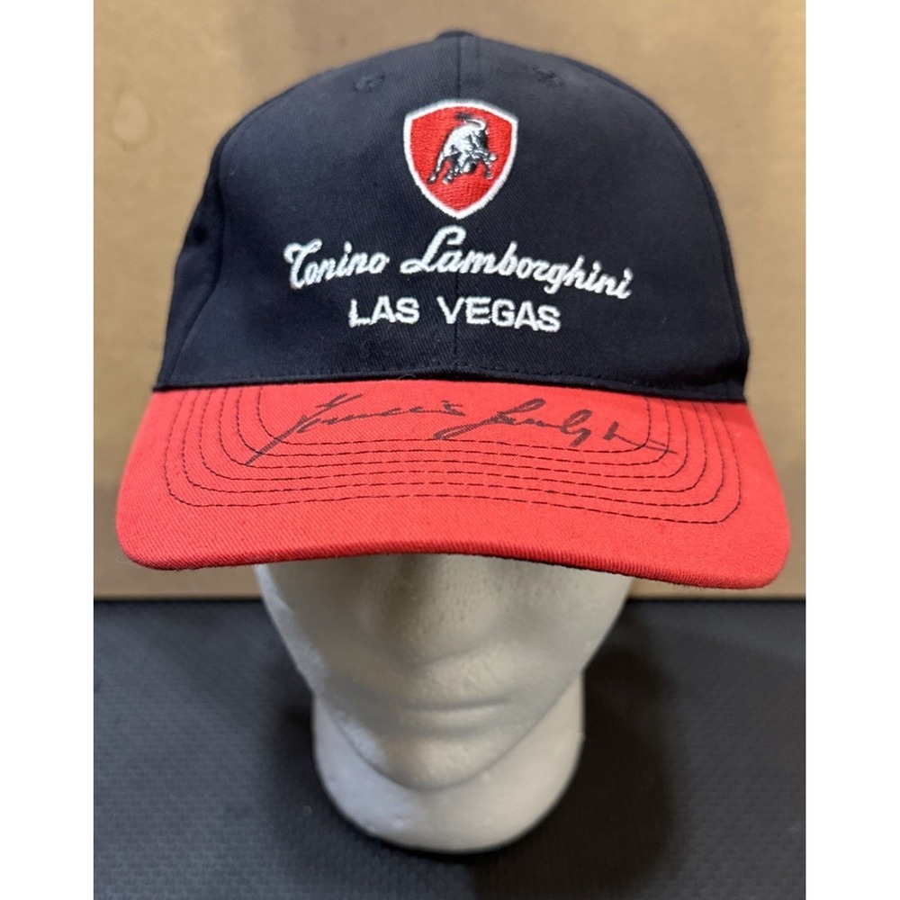 Tonino Lamborghini Las Vegas Hat OSFM Adjustable Black Red Color SIGNED